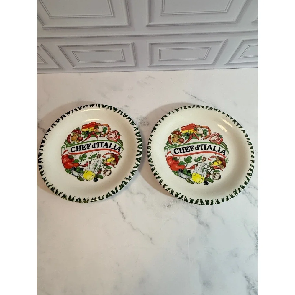 VTG PAIR (2) O.M.S. Chef d'Italia Hand Painted 9 1/2
